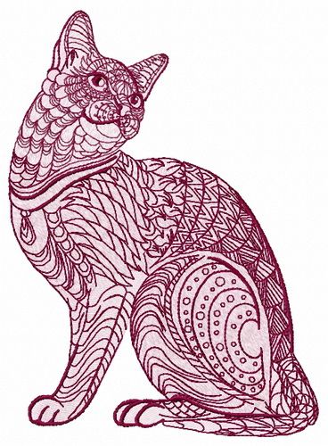 Mosaic cat 4 machine embroidery design
