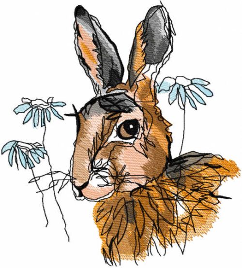 Autumn bunny sketch embroidery design