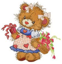 Teddy bear the villager embroidery design
