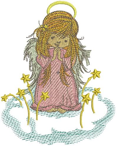 Praying angel machine embroidery design
