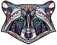Mosaic raccoon embroidery design