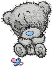 Tiny Teddy bear with children*s dummy embroidery design