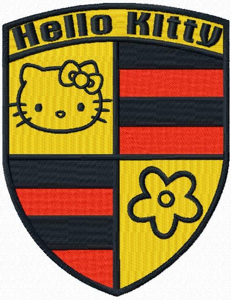Hello Kitty Porsche machine embroidery design