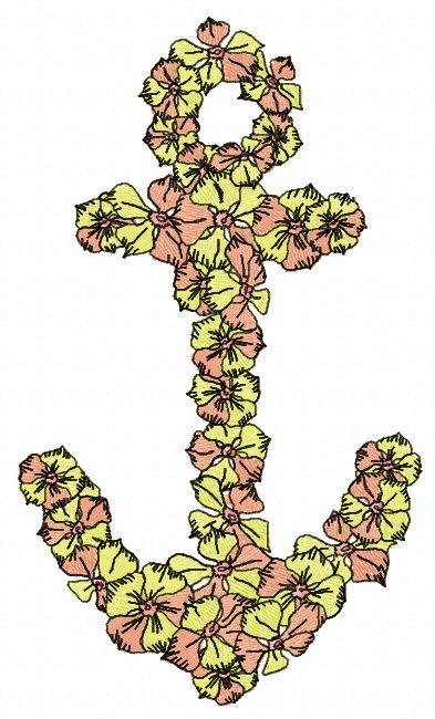 Floral anchor 2 machine embroidery design