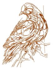 Mosaic pigeon sketch embroidery design