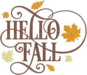 Hello fall leaves embroidery design