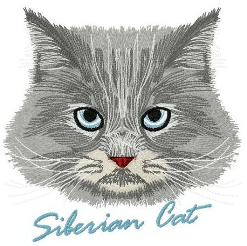 Siberian cat machine embroidery design