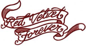 Ribbon red velvet forever embroidery design