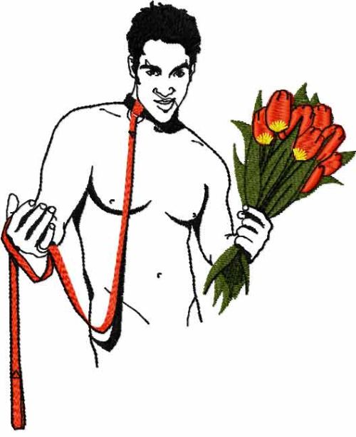 Man with flowers free embroidery design