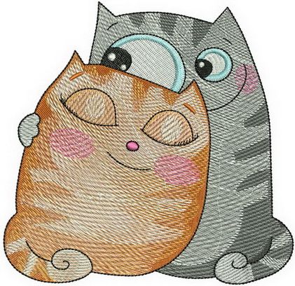 Cat's love machine embroidery design