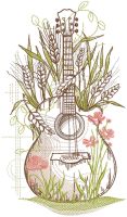 Flower Guitar embroidery design