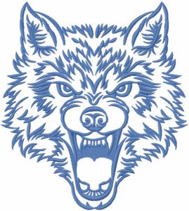 Angry wolf muzzle embroidery design