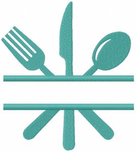 Diseño de bordado de monograma de cocina dividida