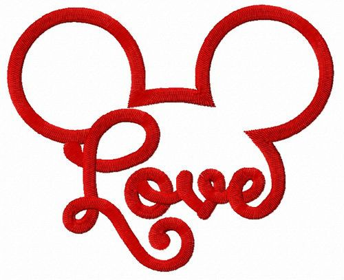 Love Mickey machine embroidery design