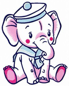Elephant sailor embroidery design