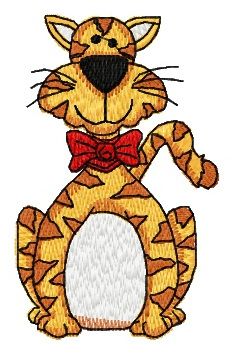 Striped cat machine embroidery design