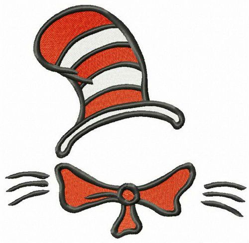Cat's striped hat machine embroidery design