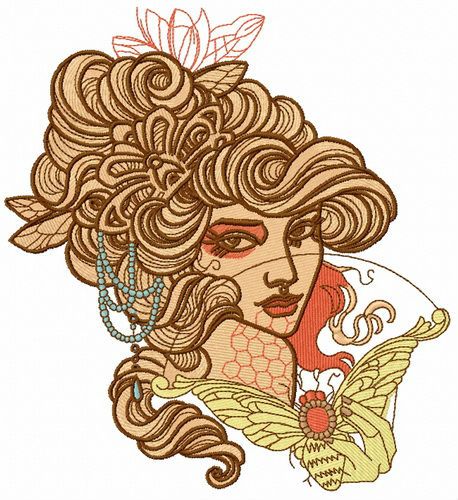 Supercilious girl machine embroidery design