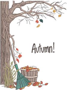 Autumn cleaning in the yard embroidery design