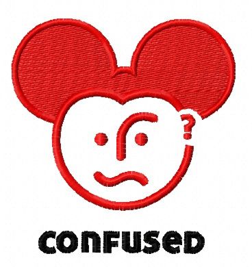 Confused Mickey machine embroidery design