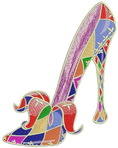 Harlequin high heels machine embroidery design