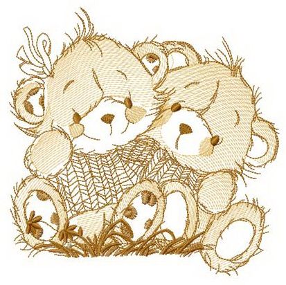 Bears on meadow machine embroidery design