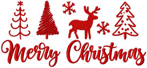 Merry christmas classic symbols embroidery design