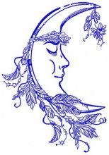 Sleeping moon embroidery design