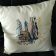 Embroidered cushion with New York design