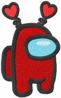 Among Us Red Valentines Day Heart embroidery design
