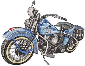 Big blue motorcycle embroidery design