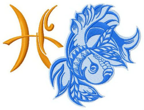 Zodiac sign Pisces 4 machine embroidery design