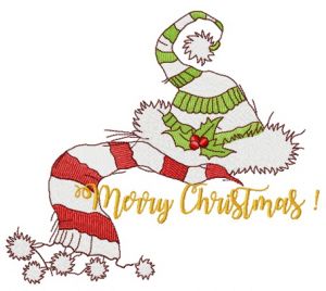 Christmas elf's hat and scarf embroidery design