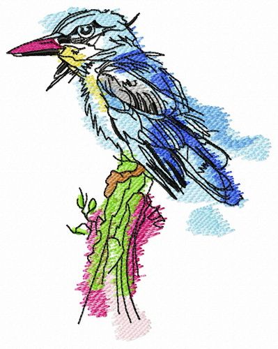 Kingfisher machine embroidery design