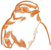 Kostenloses Stickdesign mit orangefarbenem Vogel