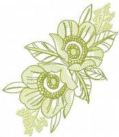 Green flowers free machine embroidery design 15