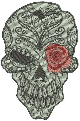 Skull with rose 2 machine embroidery design