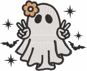Desenho de bordado fantasma engraçado de Halloween