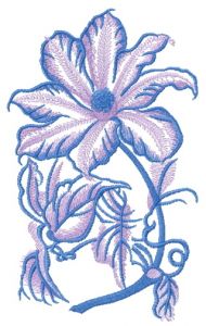 Violet clematis embroidery design
