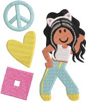 Afro girl roblox embroidery design