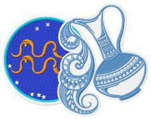 Zodiac sign Aquarius 3 embroidery design