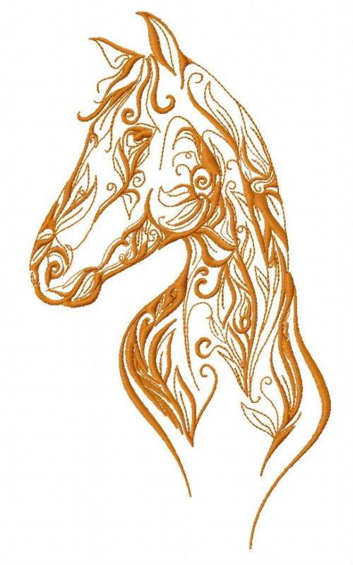 Horse with floral pattern machine embroidery design