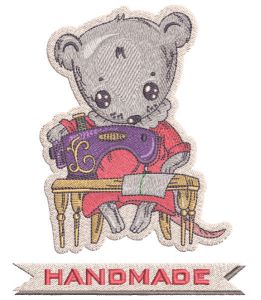 Handmade mouse with sewing machine embroidery design