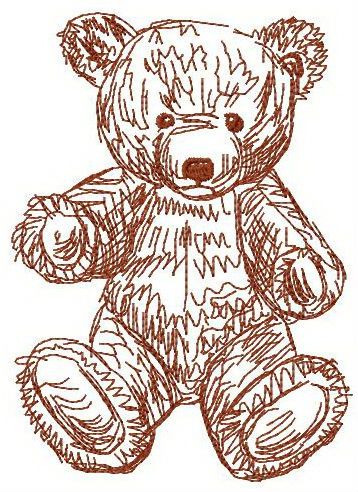 Old bear toy 9 machine embroidery design