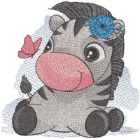 Zebra with butterfly embroidery design