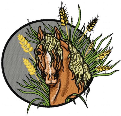 Steppe horse machine embroidery design