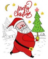 Santa with fir-tree 2 embroidery design