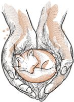 Sleeping fox on the palms embroidery design