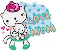 Love mom embroidery design