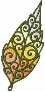 Stained glass leaf embroidery design